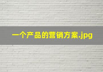 一个产品的营销方案