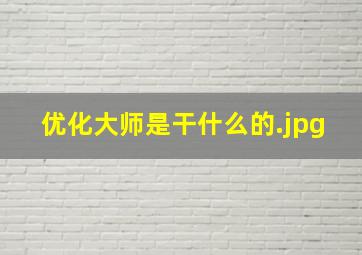 优化大师是干什么的