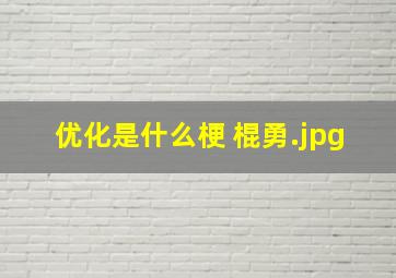 优化是什么梗 棍勇