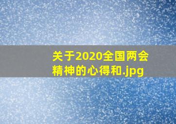 关于2020全国两会精神的心得和