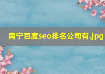 南宁百度seo排名公司有