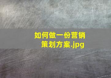 如何做一份营销策划方案