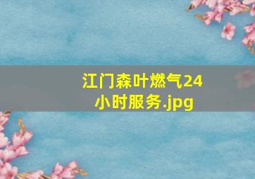 江门森叶燃气24小时服务