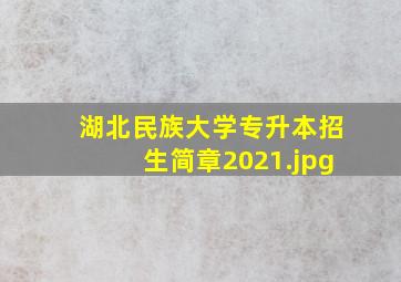湖北民族大学专升本招生简章2021