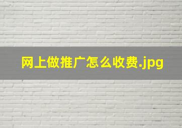 网上做推广怎么收费