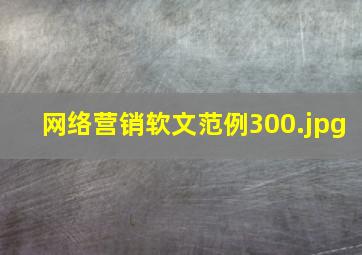 网络营销软文范例300