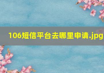 106短信平台去哪里申请