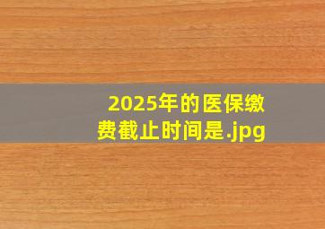 2025年的医保缴费截止时间是