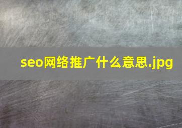 seo网络推广什么意思